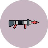 granada lanzacohetes línea lleno multicolor circulo icono vector