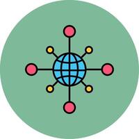 Networking Line Filled multicolour Circle Icon vector