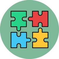 Puzzle Line Filled multicolour Circle Icon vector