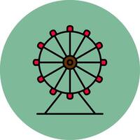 Ferris Wheel Line Filled multicolour Circle Icon vector