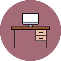 Desk Line Filled multicolour Circle Icon vector