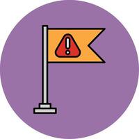 Warning Flag Line Filled multicolour Circle Icon vector