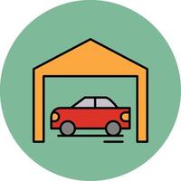 Garage Line Filled multicolour Circle Icon vector