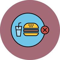 No basura comida línea lleno multicolor circulo icono vector