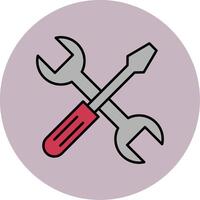 Cross Wrench Line Filled multicolour Circle Icon vector