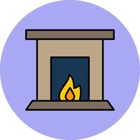 Fireplace Line Filled multicolour Circle Icon vector