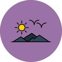 Mountain View Line Filled multicolour Circle Icon vector