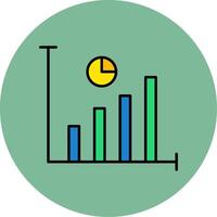 Statistics Line Filled multicolour Circle Icon vector