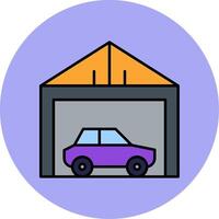 Garage Line Filled multicolour Circle Icon vector