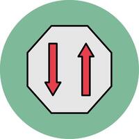 Two Way Line Filled multicolour Circle Icon vector