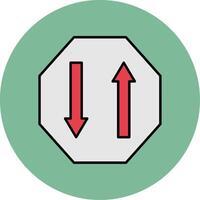 Two Way Line Filled multicolour Circle Icon vector