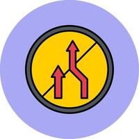 No Overtaking Line Filled multicolour Circle Icon vector