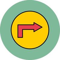 Right Way Line Filled multicolour Circle Icon vector