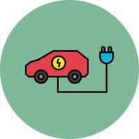 Electric Car Line Filled multicolour Circle Icon vector