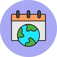 Eco calendar Line Filled multicolour Circle Icon vector