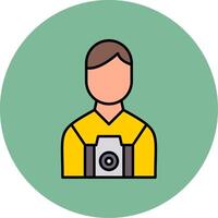 Camera Man Line Filled multicolour Circle Icon vector