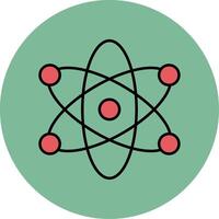 átomo línea lleno multicolor circulo icono vector