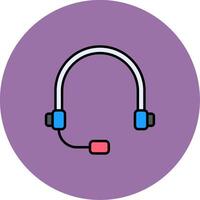 Headset Line Filled multicolour Circle Icon vector