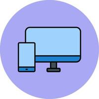 Devices Line Filled multicolour Circle Icon vector