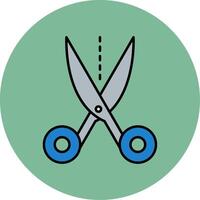 Scissors Line Filled multicolour Circle Icon vector