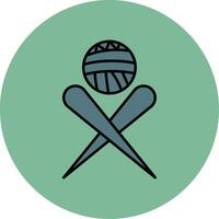 Knitting Needles Line Filled multicolour Circle Icon vector