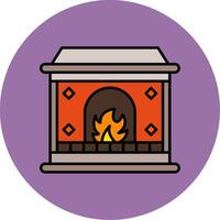 Fireplace Line Filled multicolour Circle Icon vector