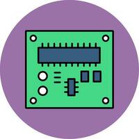 tarjeta de circuito impreso tablero línea lleno multicolor circulo icono vector