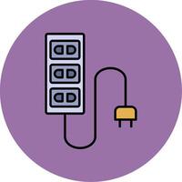 Extension Cord Line Filled multicolour Circle Icon vector