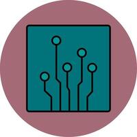 Circuit Line Filled multicolour Circle Icon vector