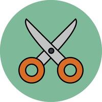 Scissors Line Filled multicolour Circle Icon vector