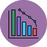 Decrease Line Filled multicolour Circle Icon vector