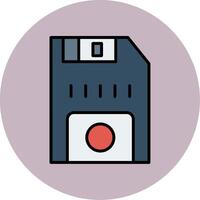 Floppy Disk Line Filled multicolour Circle Icon vector