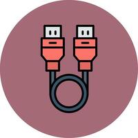 Usb Cable Line Filled multicolour Circle Icon vector