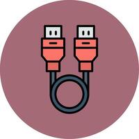 Usb Cable Line Filled multicolour Circle Icon vector