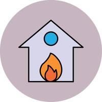 Burning House Line Filled multicolour Circle Icon vector