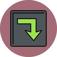 Turn Down Line Filled multicolour Circle Icon vector