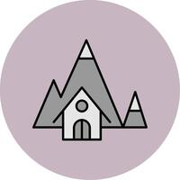 Mountain House Line Filled multicolour Circle Icon vector