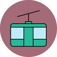 Cableway Line Filled multicolour Circle Icon vector