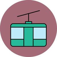 Cableway Line Filled multicolour Circle Icon vector