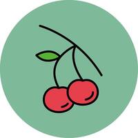 Cherries Line Filled multicolour Circle Icon vector