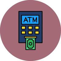 Atm Machine Line Filled multicolour Circle Icon vector