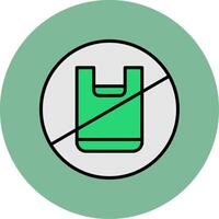 No Plastic Bag Line Filled multicolour Circle Icon vector