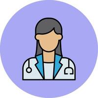 Female Doctor Line Filled multicolour Circle Icon vector