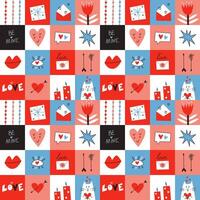 Seamless pattern with St Valentine Day elements vector