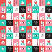 Seamless pattern with St Valentine Day elements vector