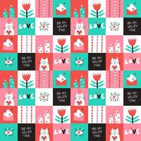 Seamless pattern with St Valentine Day elements vector