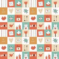 Seamless pattern with St Valentine Day elements vector