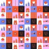 Seamless pattern with St Valentine Day elements vector