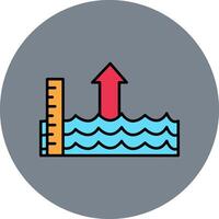 Sea Level Rise Line Filled multicolour Circle Icon vector