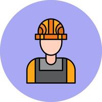 Builder Male Line Filled multicolour Circle Icon vector